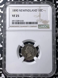 1890 Newfoundland 10 Cents NGC VF25 Lot#G9583 Silver! - Picture 1 of 3