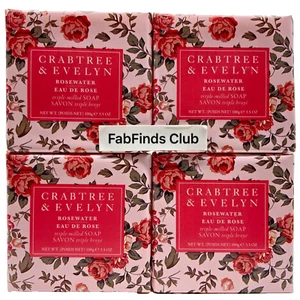 4x Crabtree & Evelyn Rosewater Bar Soap Triple Milled - Picture 1 of 6