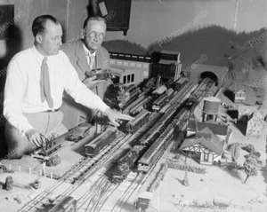 Men Playing With Toy Trains 1929 Vintage 8x10 Reprint Of Old Photo - Picture 1 of 1