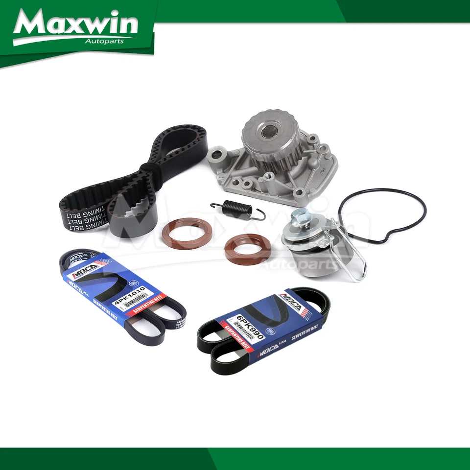 Kit de bomba de agua de correa de distribución con 2x correa serpentina para 01-05 Honda Civic 1,7 L L4 Foto 1 de 4