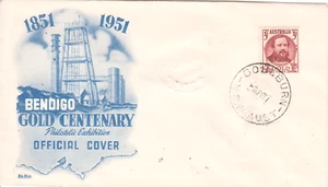 Australia 1951 BENDIGO Oro Centenario Hargraves FDC.En todo el mundo. - Imagen 1 de 1