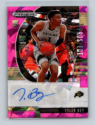 Tyler Bey 2020 Prizm Draft Picks Pink Cracked Ice Rookie Auto PA-TB Mavericks RC - Image 1 of 2