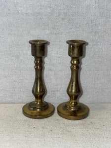 Vtg Small Miniature Brass Candle Holders England 2.75” - Picture 1 of 8