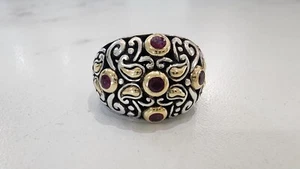 Samuel Benham BJC Sterling Silver 18K Yellow Gold Ruby Dome Ring - Picture 1 of 7