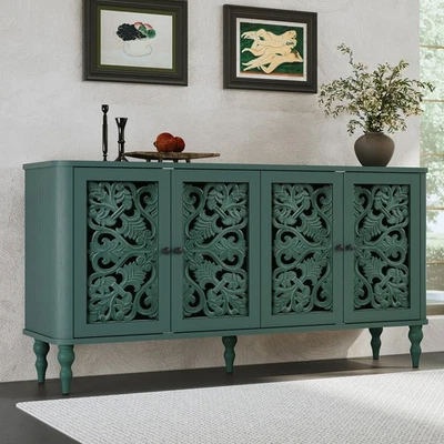 63" Carved Sideboard Buffet Cabinet Wooden Credenza with Storage for Living Room - Image 1 of 4