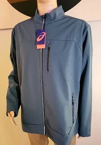 NWT Asics Soft Shell Jacket Mens Size 2XL Greenish Blue Full Zip Honeycomb Lined - Picture 1 of 16