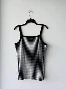 Old Navy Semi Fitted Tank Top Black White Stripe Women’s XL - Picture 1 of 9