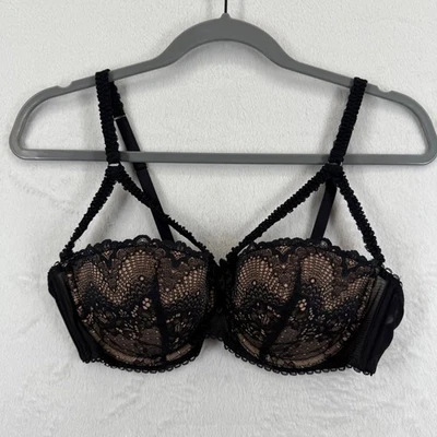 Adore Me 36D Black Lace Push Up Bra Double Strap Sexy Lingerie - Image 1 of 4