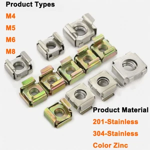 M4 M5 M6 M8 Cage Nuts Cage Rack Nut 201/304 Stainless/Color Zinc - Picture 1 of 14