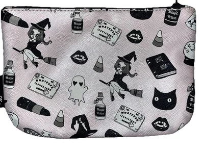 Bolso de Maquillaje Ipsy X Valfie Halloween Rosa y Negro Bruja Gato Negro  Foto 1 de 4