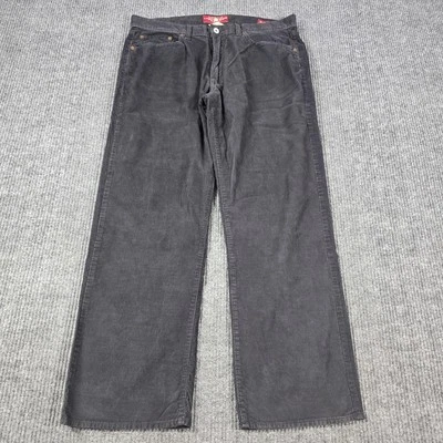 Lucky Brand 361 Vintage Straight Corduroy Pants Mens 36x30 Black Skater Preppy - Image 1 of 4