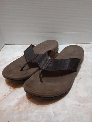 Merrell Mens Size 13 Brown Leather Flip Flop Sandals 2367921 - Image 1 of 4