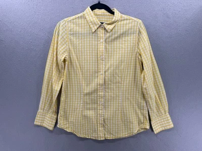 Camisa Lesley Evers Mujer Talla S Amarillo Blanco Botón Top Manga Larga Cottagecore Foto 1 de 4