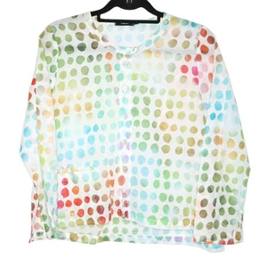 Blusa Ralston Talla Pequeña Blanca Colorido Patrón Calce Relajado Bolsillo con Botones - Imagen 1 de 17