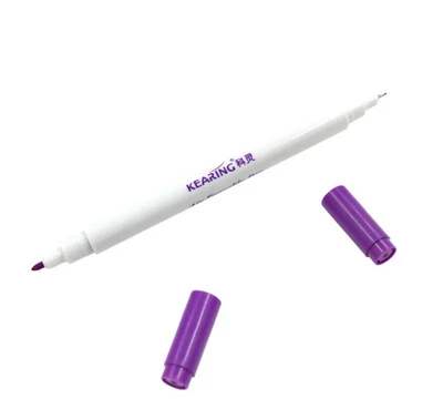 Pluma borrable al aire de doble punta violeta - punta negrita de 1 mm y punta fina de 0,5 mm - Paquete de 12 Foto 1 de 3