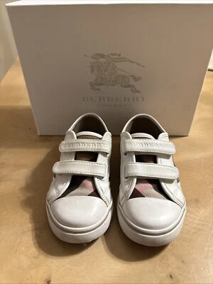 BURBERRY Kids мальчиков белый чек кроссовки повседневные туфли захват ремень размер 11,5 EUR 28 - Изображение 1 из 4
