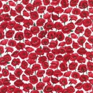 Feldweiße rote Mohnblumen 100 % Baumwolle Stoff Blumen Kollektion - Bild 1 von 12