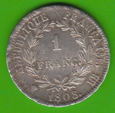 Francia 1 Franco 1808 BB Napoleón Bueno Vz Ajustado nswleipzig Foto 1 de 2