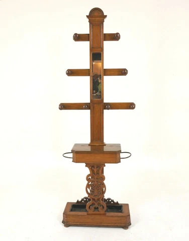 Antique Oak Gothic Hall Stand, Coat Rack, Umbrella Stand, Scotland 1880, H384 Cover