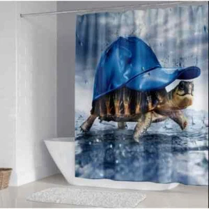 Turtle Shower Curtain, Turtle Cap, Sea Life Shower Curtain, Turtle Bathroom, Bea - Picture 1 of 2