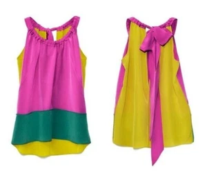 MARNI FOR H&M RARE 100% SILK COLOUR BLOCK RAINBOW BLOUSE UK 12 US 8 MEDIUM BNWT - Picture 1 of 7