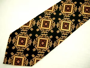 Corbata gruesa Croton para hombre negra marrón roja real geométrica barroca seda 55" - Imagen 1 de 5