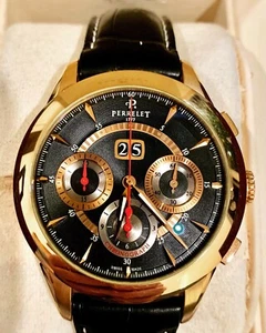 Rare Solid Yellow Gold Perrelet large Date chronograph. - Picture 1 of 14