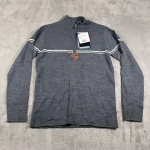 Obermeyer Men's Zurich 1/2 Zip Sweater Small Merino Wool Blend Gray Warm Soft - Picture 1 of 12
