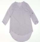 Overmal Damen-T-Shirt grau Polyester Kleid Größe L V-Ausschnitt Pullover