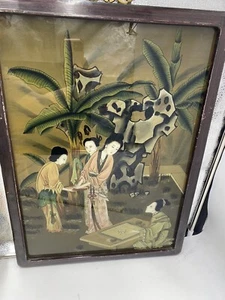 Vintage Chinese Reverse Painting 23”x17” Framed - Picture 1 of 13