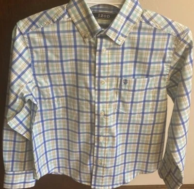 CAMISA DE VACACIONES NUEVA CON ETIQUETAS IZOD NIÑOS A CUADROS ELEGANTE CON BOTONES TALLA 8 PEQUEÑA Foto 1 de 4