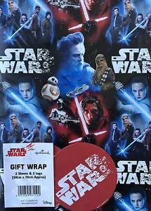 Star Wars wrapping paper gift wrap 2 x sheets 49cm x 70cm - Picture 1 of 1