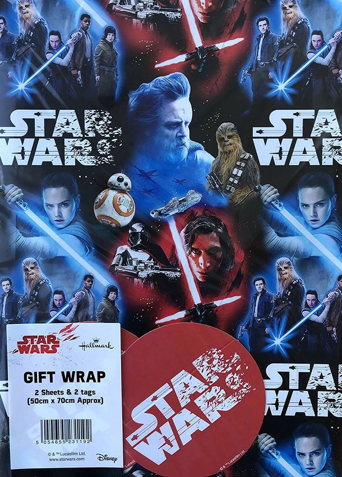 Star Wars wrapping paper  gift wrap  2 x sheets 49cm x 70cm - Image 1 of 1