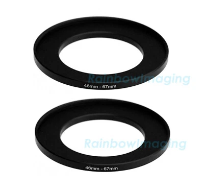 FOTASY (2 Pcs) 46-67mm 46 mm to 67 mm Metal Step Up Lens Filter Ring Adapter US Seller