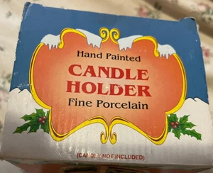 Portacandele natalizio in fine porcellana dipinto a mano scatola originale - Foto 1 di 7