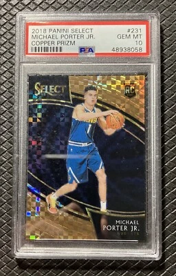 MICHAEL PORTER JR 2018 Panini Select #231 Courtside Copper Prizm /60 RC PSA 10 - Image 1 of 2