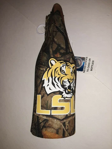 Louisiana State Tigers ( LSU ) Camouflage  Zip - Up Bottle Koozie Cover