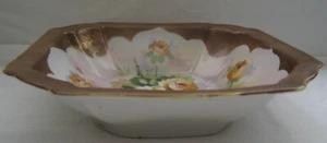 C. 1911 “HANDPAINTED NORITAKE NIPPON” 7 1/8” sq. YELLOW ROSES BOWL GREEN “M” IN - Picture 1 of 8