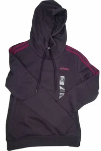 Adidas Women's Essentials 3-Stripes Hoodie Sweatshirt Size SMALL Dark Purple NEW - Picture 1 of 9