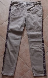 Pantaloni donna – - colore beige/marrone chiaro - con banda laterale leopardata - Foto 1 di 4