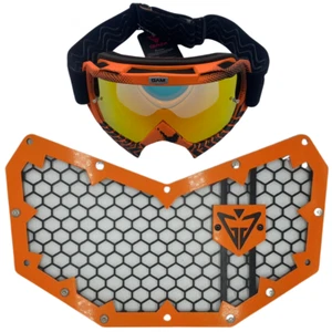 GAM Orange Paquete Polvo MX Gafas y Protector Radiador Parrilla Frontal para Kit Can Am X3 - Imagen 1 de 8