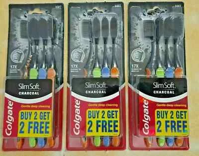 12x Colgate Slim Soft Charcoal Toothbrush 17x Slim Soft Tip Bristles Lot of 12 - Image 1 of 2