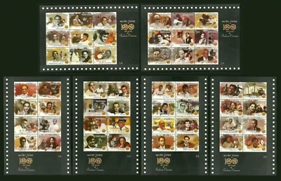 2013 INDIA CONJUNTO DE 6 - 100 AÑOS DE CINE INDIO MINIATURA HOJA SELLO MS MNH Foto 1 de 4