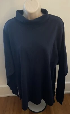 Tweeds Women's Navy Turtleneck Top Soft Stretch Knit 100% Cotton Long Sleeve XL - Image 1 of 4