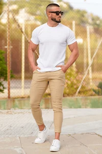 Neu mit Etikett Gingtto khaki moderne Twill Weekender Skinny Herrenhose mit Stretch - Gr. 30 - Bild 1 von 4