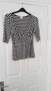 blouse size 16 used Black And White Stripes - Picture 1 of 3