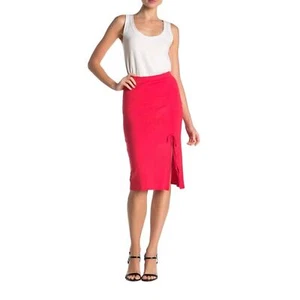Velvet Torch Ruched MIDI Skirt Coral Size LARGE NEW - Picture 1 of 6