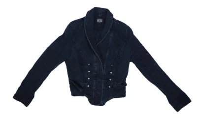 Jaqueta jeans Converse One Star feminina preta lavagem xale colarinho encaixe P - Imagem 1 de 4