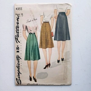 1930s Vintage Simplicity 4355 High Waistband Gored Skirt Sewing Pattern  - Picture 1 of 2
