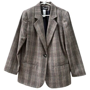 Sag Harbor Vintage Hahnentritt Wollmischung Ein Knopf Blazer Jacke Damen 8P - Bild 1 von 8